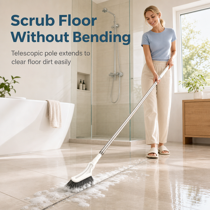 📏Adjustable Reach, High & Low🧽 Multifunctional Extendable Floor Scrub Brush – 2cm Slim Head | Perfect for Ceiling Vents & Low Floors, Cleans Everywhere ✨