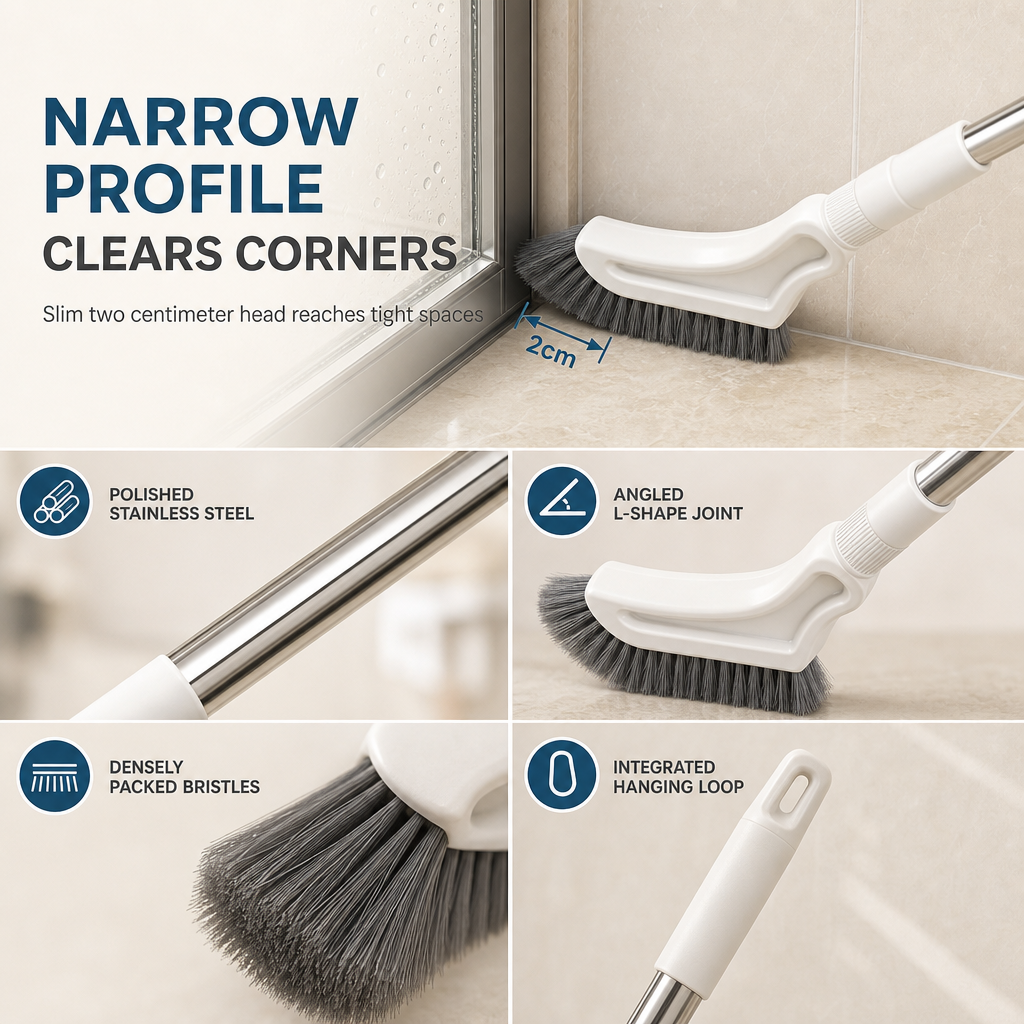 📏Adjustable Reach, High & Low🧽 Multifunctional Extendable Floor Scrub Brush – 2cm Slim Head | Perfect for Ceiling Vents & Low Floors, Cleans Everywhere ✨