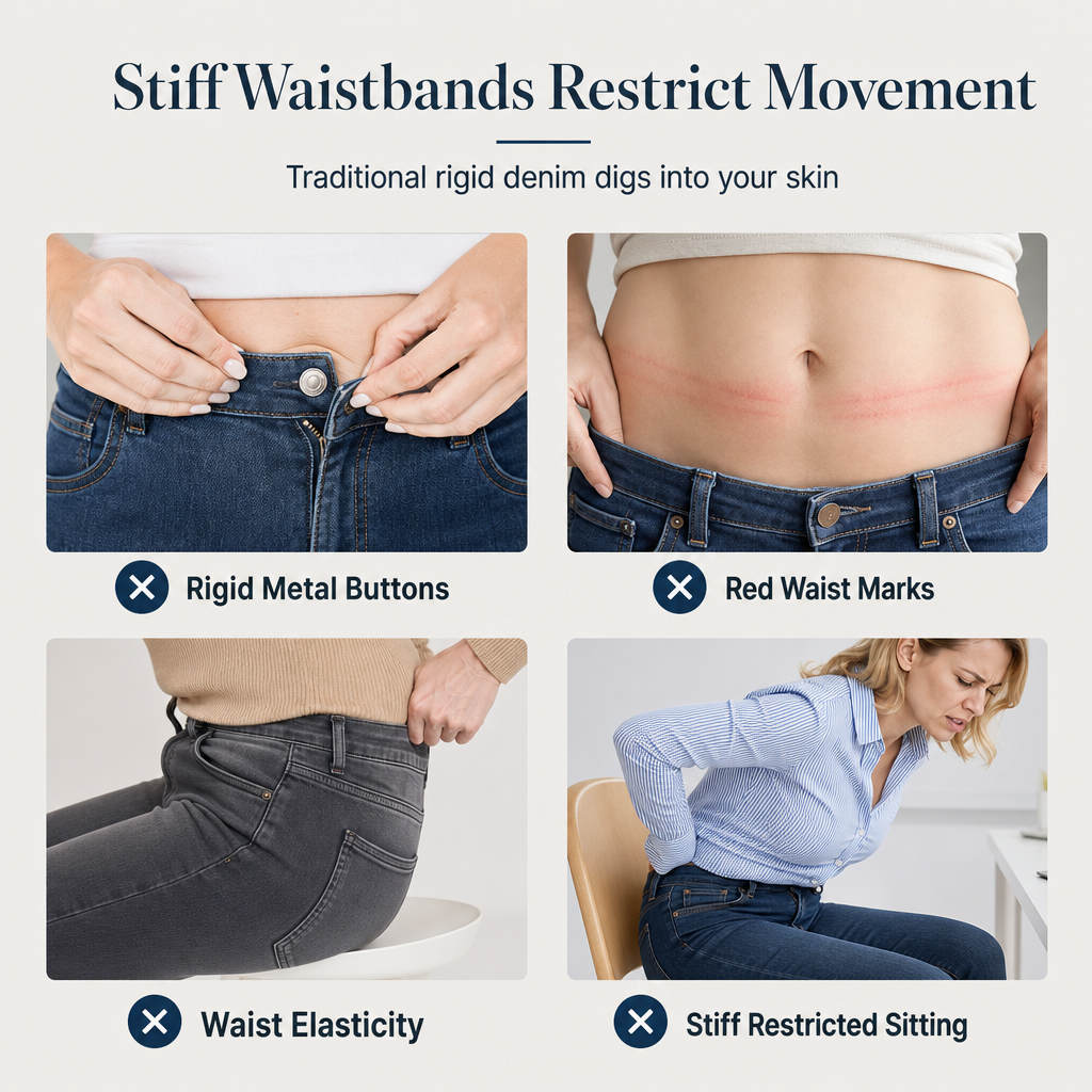 🤠👖 Women's High-Rise Pull-On Slim Fit Dark Wash Denim Jeans | Wide Elastic Waistband & Easy Comfort ✨