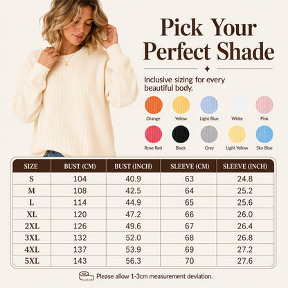 🧇Waffle Knit, Loose & Cozy👚 Women's Waffle-Knit Loose-Fit Sweatshirt – Soft & Relaxed ✨