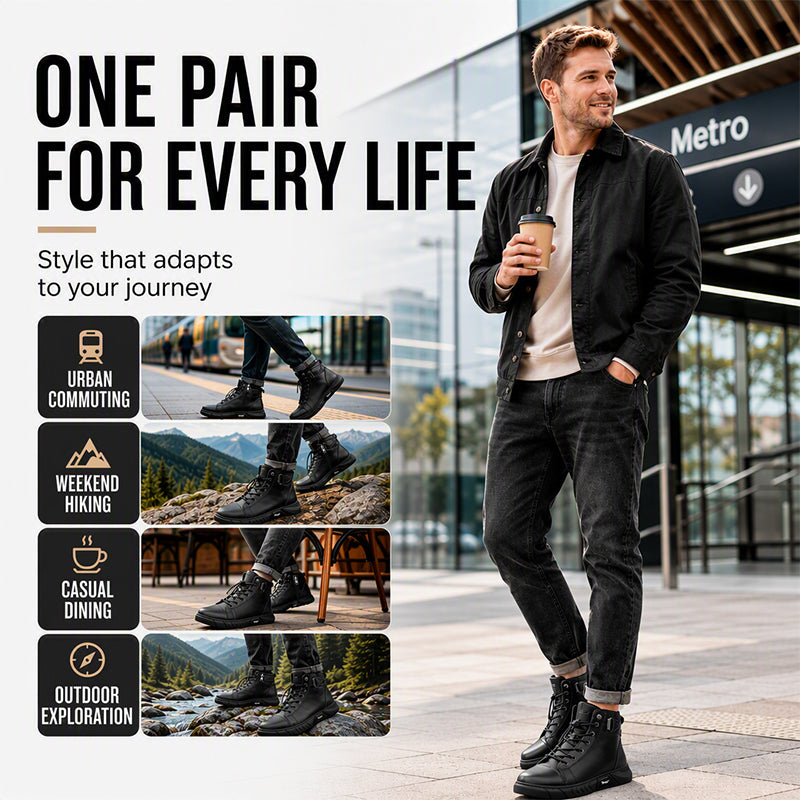 👞Genuine Leather, Rugged Combat Style🥾 Men's Genuine Leather Combat Boots – Durable & Tough ✨