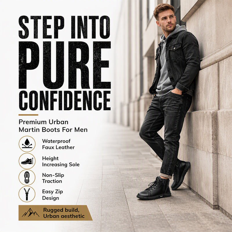 👞Genuine Leather, Rugged Combat Style🥾 Men's Genuine Leather Combat Boots – Durable & Tough ✨