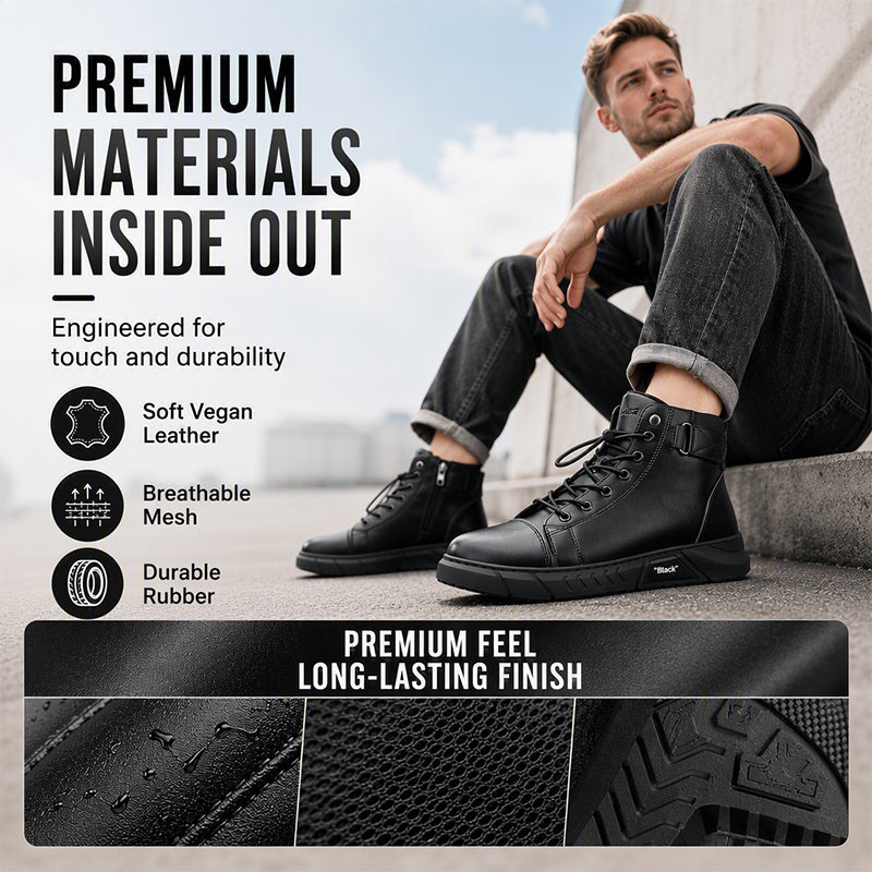 👞Genuine Leather, Rugged Combat Style🥾 Men's Genuine Leather Combat Boots – Durable & Tough ✨