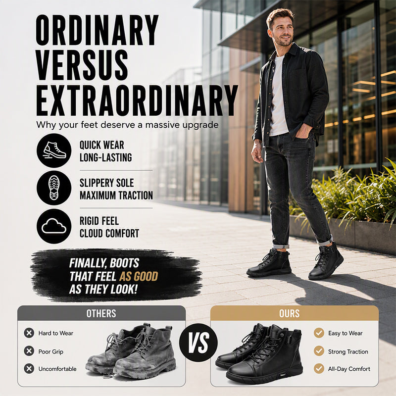 👞Genuine Leather, Rugged Combat Style🥾 Men's Genuine Leather Combat Boots – Durable & Tough ✨