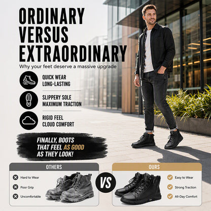 👞Genuine Leather, Rugged Combat Style🥾 Men's Genuine Leather Combat Boots – Durable & Tough ✨