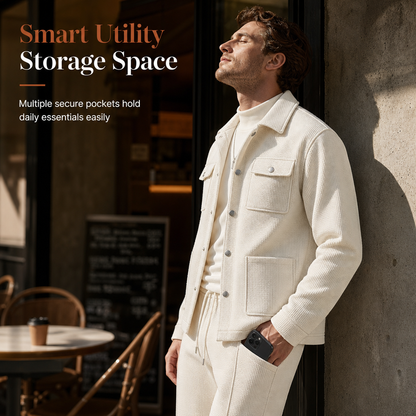 ⏰ 50% discount on season change - quality at half price!✨Men's Casual Waffle Knit Jacket and Pants Set