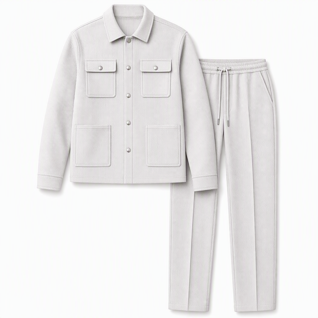 ⏰ 50% discount on season change - quality at half price!✨Men's Casual Waffle Knit Jacket and Pants Set