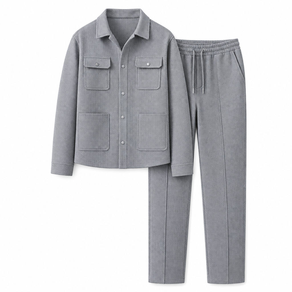 ⏰ 50% discount on season change - quality at half price!✨Men's Casual Waffle Knit Jacket and Pants Set