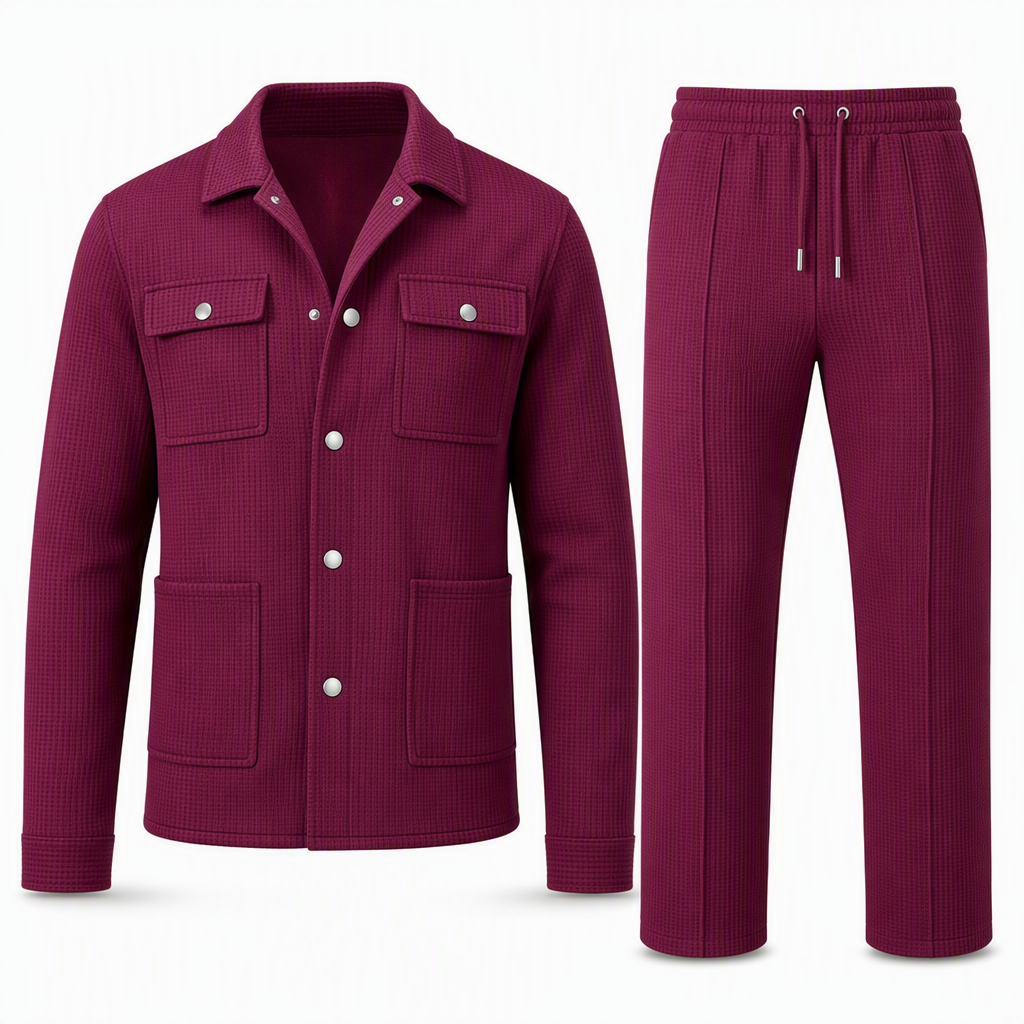 ⏰ 50% discount on season change - quality at half price!✨Men's Casual Waffle Knit Jacket and Pants Set