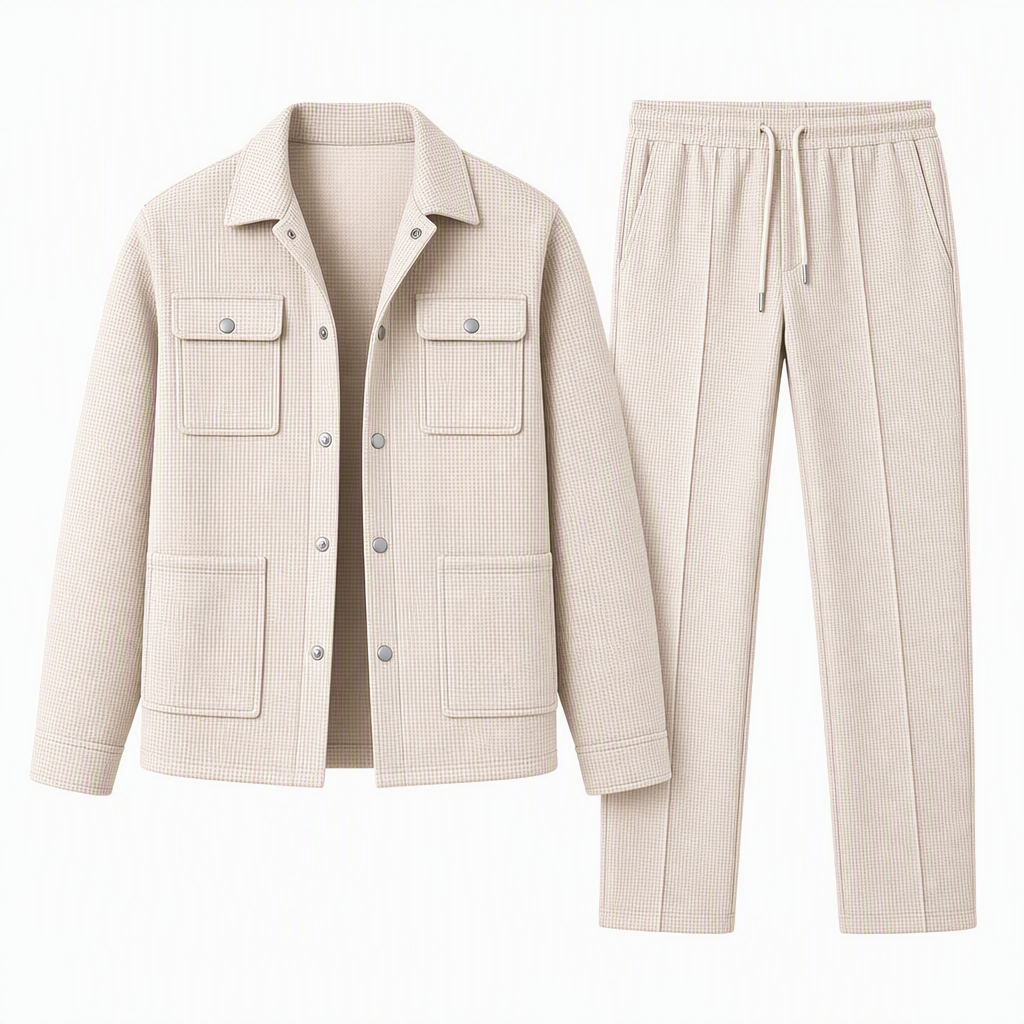 ⏰ 50% discount on season change - quality at half price!✨Men's Casual Waffle Knit Jacket and Pants Set