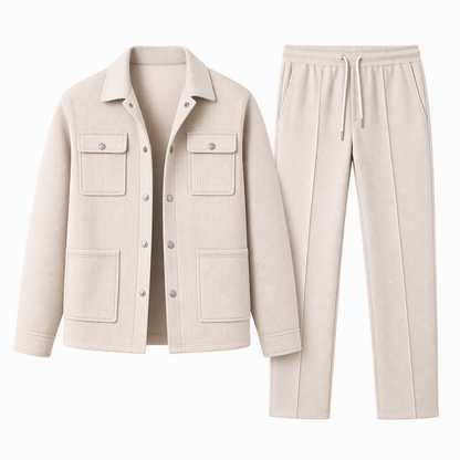⏰ 50% discount on season change - quality at half price!✨Men's Casual Waffle Knit Jacket and Pants Set
