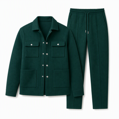 ⏰ 50% discount on season change - quality at half price!✨Men's Casual Waffle Knit Jacket and Pants Set