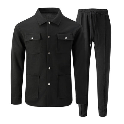 ⏰ 50% discount on season change - quality at half price!✨Men's Casual Waffle Knit Jacket and Pants Set