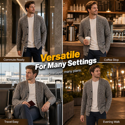 🧥Layer in Style, Fashionable Depth🧶 Men's Knit Cardigan – Classic Buttons & Multiple Colors | Perfect for Layering, Travel & Gatherings, Elevates Any Outfit ✨