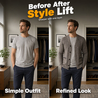 🧥Layer in Style, Fashionable Depth🧶 Men's Knit Cardigan – Classic Buttons & Multiple Colors | Perfect for Layering, Travel & Gatherings, Elevates Any Outfit ✨