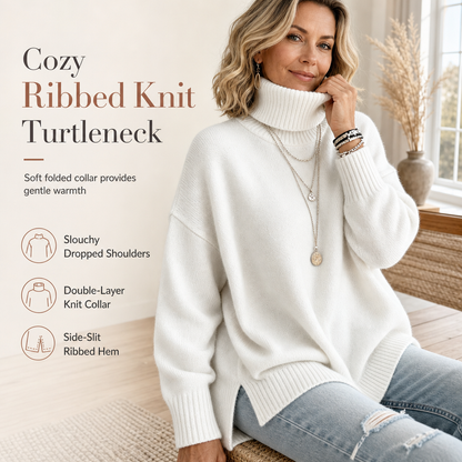 🌈Plus-Size & Multi-Color, Versatile Warmth – Women's Loose Knit Turtleneck Sweater, S-5XL Available ✨