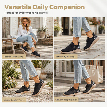 👟Slip-On Convenience, Cushioned Platform☁️ Women's Fly-Knit Platform Loafers – Wide Round Toe & Cushioned Platform | Perfect for All-Day Walking, Travel & Daily Wear, Easy On & Off ✨