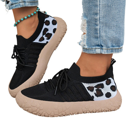 👟Slip-On Convenience, Cushioned Platform☁️ Women's Fly-Knit Platform Loafers – Wide Round Toe & Cushioned Platform | Perfect for All-Day Walking, Travel & Daily Wear, Easy On & Off ✨