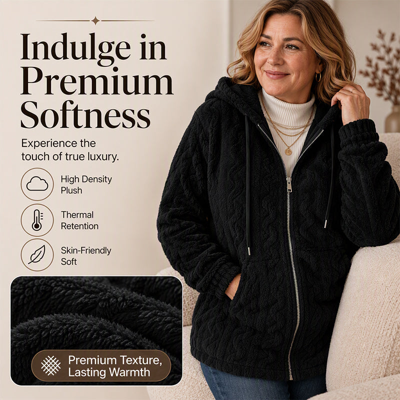 Women's Casual Warm Fuzzy Hooded Jacket