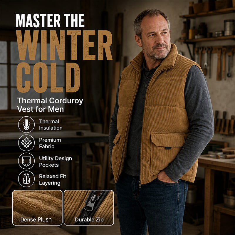 🕰️Retro Corduroy, Casual Style🧥 Men's Corduroy Padded Vest – Classic Texture | Perfect for Casual Wear & Weekend Outings, Easy to Style ✨