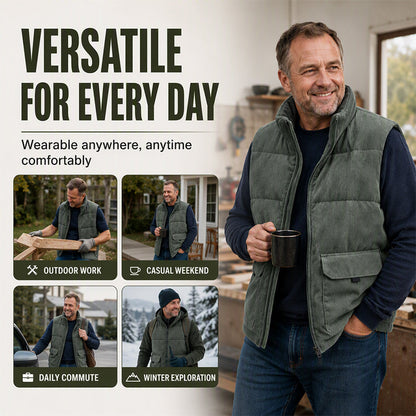 🕰️Retro Corduroy, Casual Style🧥 Men's Corduroy Padded Vest – Classic Texture | Perfect for Casual Wear & Weekend Outings, Easy to Style ✨