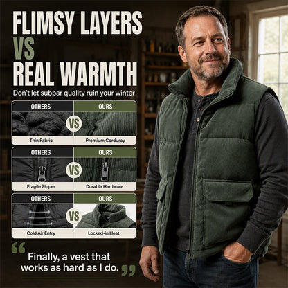 🕰️Retro Corduroy, Casual Style🧥 Men's Corduroy Padded Vest – Classic Texture | Perfect for Casual Wear & Weekend Outings, Easy to Style ✨