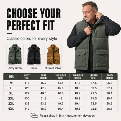 🕰️Retro Corduroy, Casual Style🧥 Men's Corduroy Padded Vest – Classic Texture | Perfect for Casual Wear & Weekend Outings, Easy to Style ✨