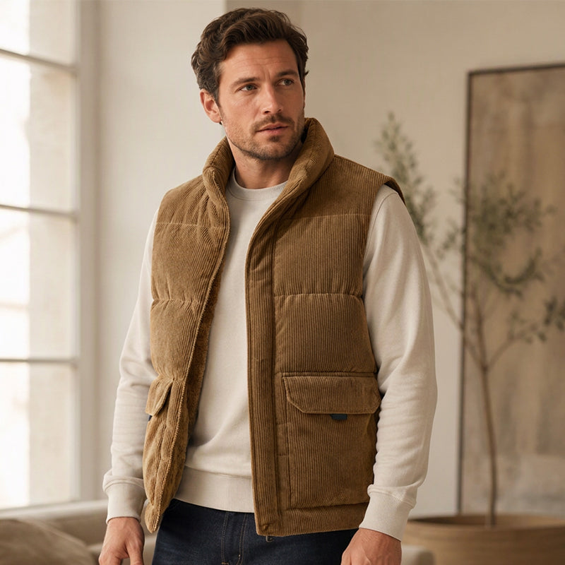 🕰️Retro Corduroy, Casual Style🧥 Men's Corduroy Padded Vest – Classic Texture | Perfect for Casual Wear & Weekend Outings, Easy to Style ✨