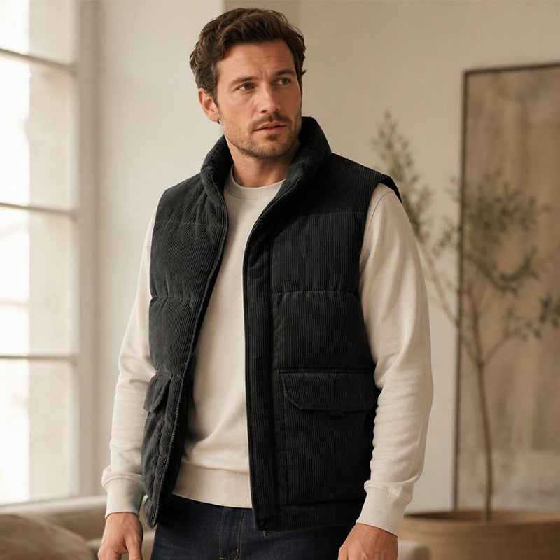 🕰️Retro Corduroy, Casual Style🧥 Men's Corduroy Padded Vest – Classic Texture | Perfect for Casual Wear & Weekend Outings, Easy to Style ✨