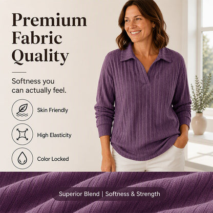 ☁️V-Neck Ribbed Knit, Cozy Softness🧶 Women's Cozy V-Neck Ribbed Knit Sweater – Relaxed Fit | Perfect for Lounging, Weekends & Everyday Comfort, Warm & Easy ✨