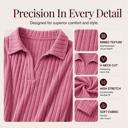 🌸Relaxed & Inclusive, Plus-Size Friendly🧶 Women's V-Neck Ribbed Knit Sweater – Loose Fit & Stretchy Ribbed Knit | Perfect for All Body Types, Comfortable & Non-Restrictive ✨