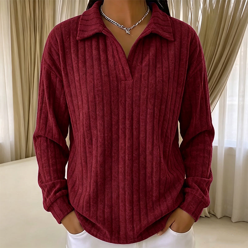 ☁️V-Neck Ribbed Knit, Cozy Softness🧶 Women's Cozy V-Neck Ribbed Knit Sweater – Relaxed Fit | Perfect for Lounging, Weekends & Everyday Comfort, Warm & Easy ✨