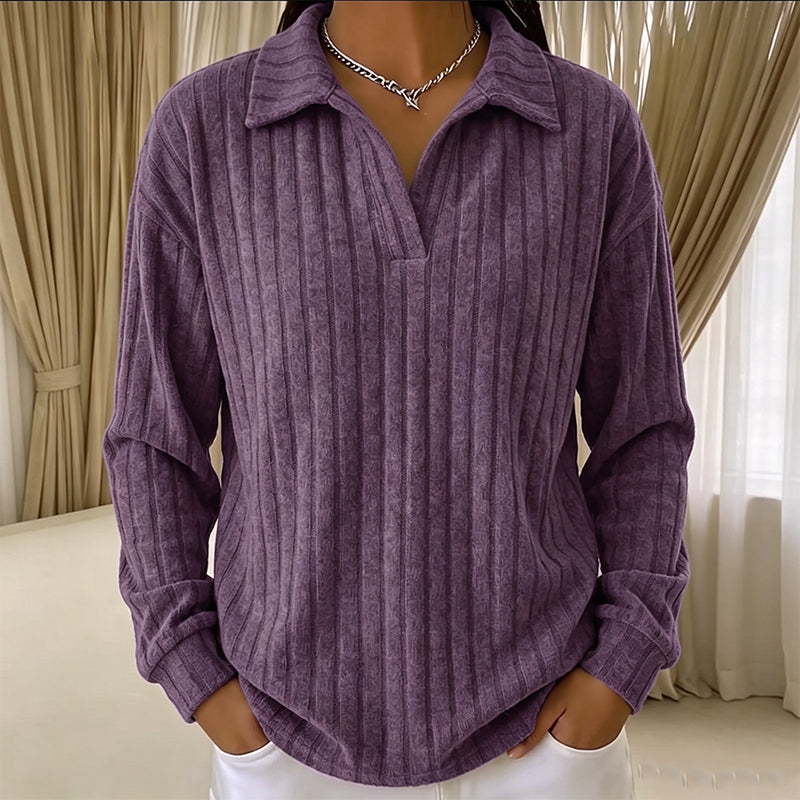 ☁️V-Neck Ribbed Knit, Cozy Softness🧶 Women's Cozy V-Neck Ribbed Knit Sweater – Relaxed Fit | Perfect for Lounging, Weekends & Everyday Comfort, Warm & Easy ✨