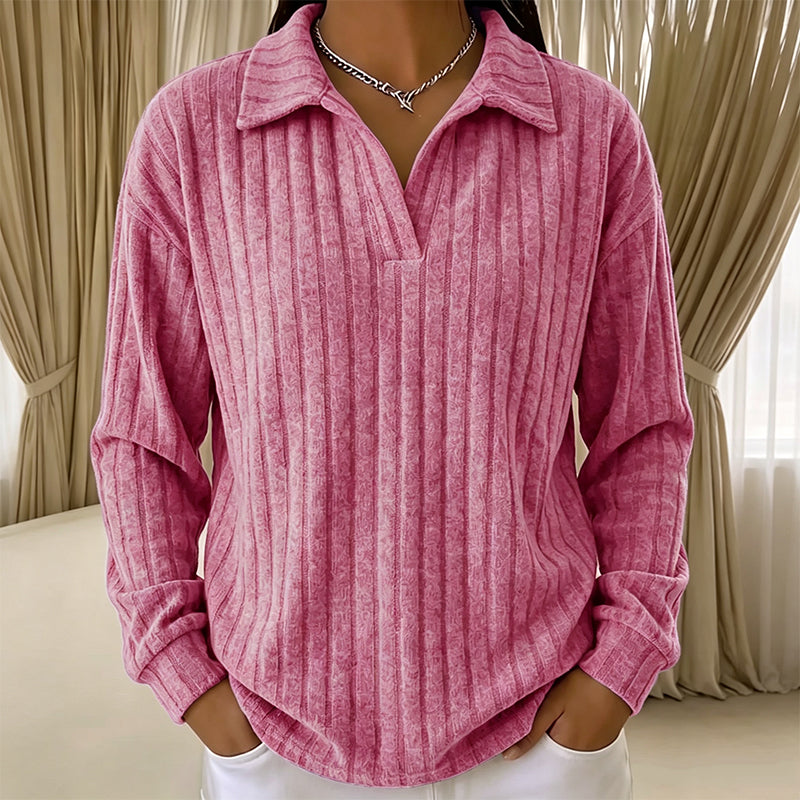 ☁️V-Neck Ribbed Knit, Cozy Softness🧶 Women's Cozy V-Neck Ribbed Knit Sweater – Relaxed Fit | Perfect for Lounging, Weekends & Everyday Comfort, Warm & Easy ✨