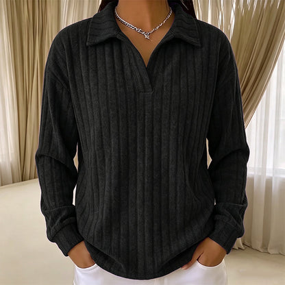🌸Relaxed & Inclusive, Plus-Size Friendly🧶 Women's V-Neck Ribbed Knit Sweater – Loose Fit & Stretchy Ribbed Knit | Perfect for All Body Types, Comfortable & Non-Restrictive ✨