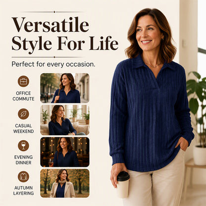 🌸Relaxed & Inclusive, Plus-Size Friendly🧶 Women's V-Neck Ribbed Knit Sweater – Loose Fit & Stretchy Ribbed Knit | Perfect for All Body Types, Comfortable & Non-Restrictive ✨