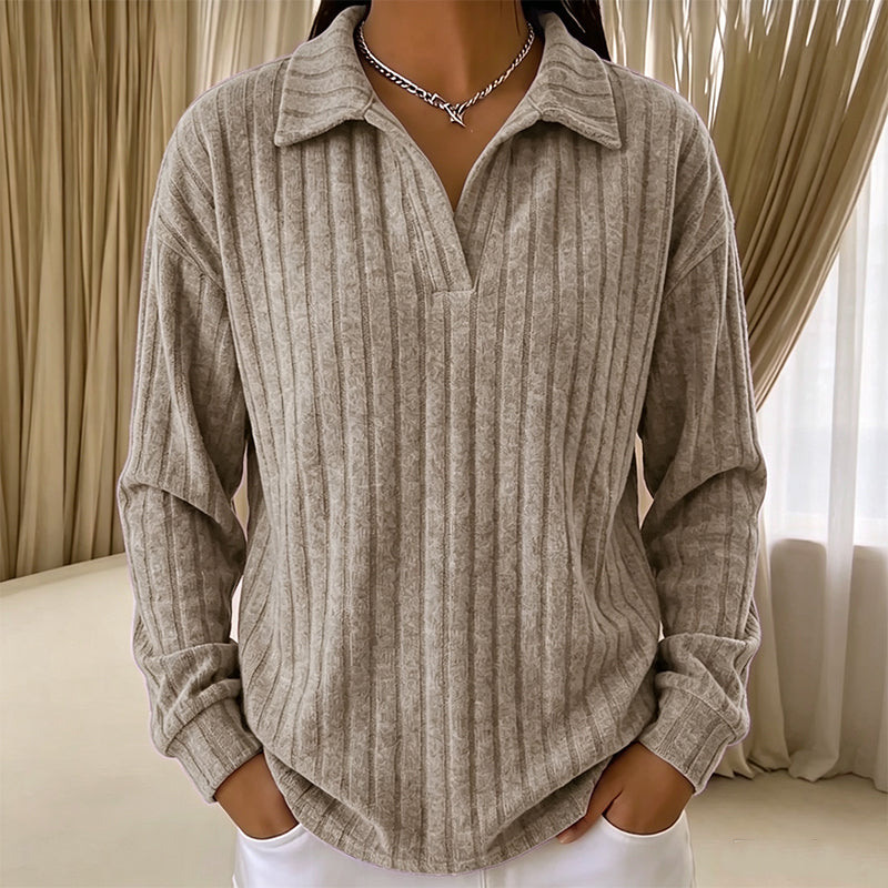 🌸Relaxed & Inclusive, Plus-Size Friendly🧶 Women's V-Neck Ribbed Knit Sweater – Loose Fit & Stretchy Ribbed Knit | Perfect for All Body Types, Comfortable & Non-Restrictive ✨