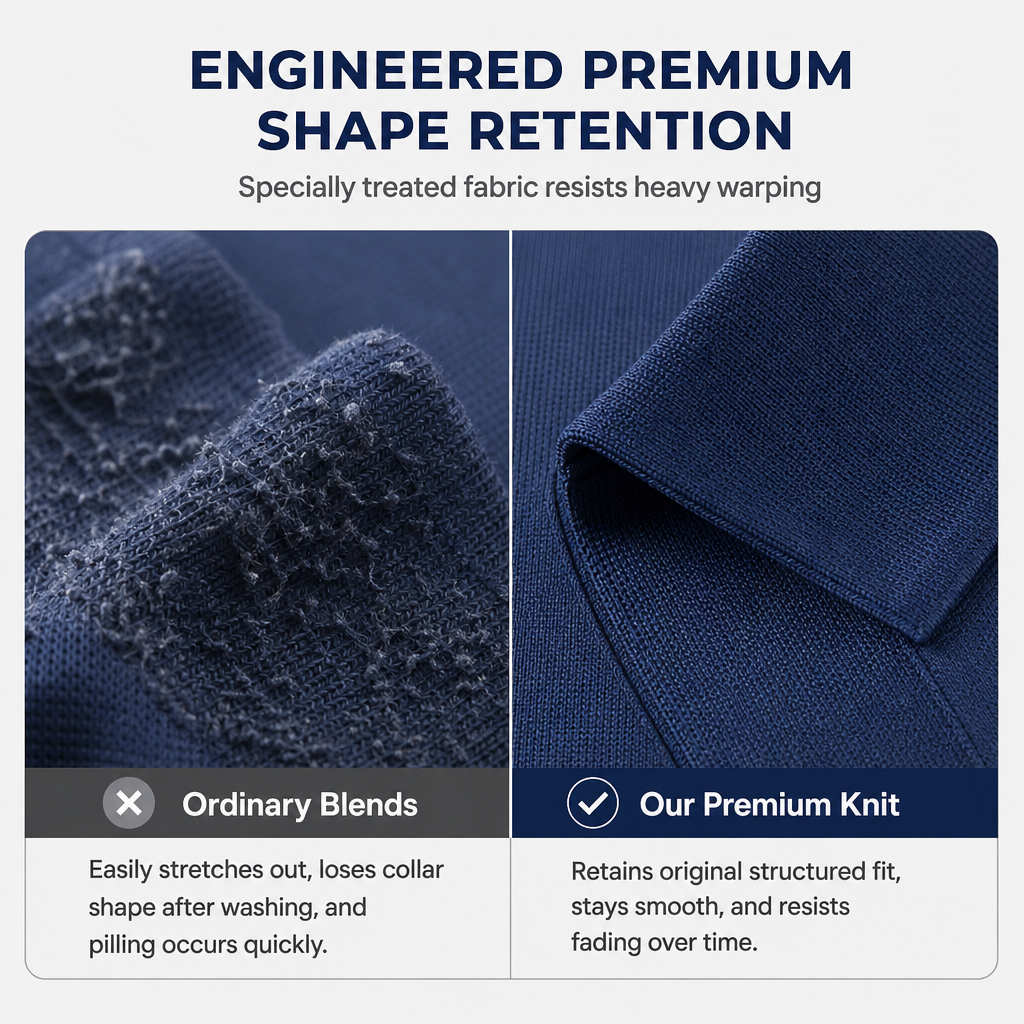 🌬️Breathable Comfort, All-Day Freshness🧶 Men's Long Sleeve Collared Knit T-Shirt – Breathable Knit & Skin-Friendly Fabric | Perfect for All-Day Office & Leisure, Keeps You Cool & Dry ✨