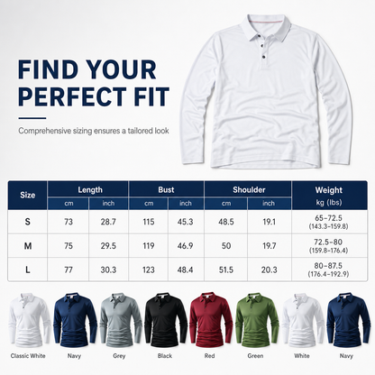 🌬️Breathable Comfort, All-Day Freshness🧶 Men's Long Sleeve Collared Knit T-Shirt – Breathable Knit & Skin-Friendly Fabric | Perfect for All-Day Office & Leisure, Keeps You Cool & Dry ✨