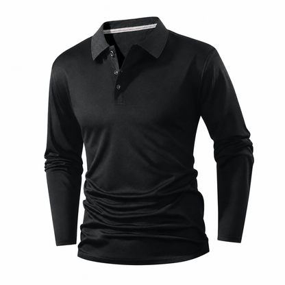 🌬️Breathable Comfort, All-Day Freshness🧶 Men's Long Sleeve Collared Knit T-Shirt – Breathable Knit & Skin-Friendly Fabric | Perfect for All-Day Office & Leisure, Keeps You Cool & Dry ✨