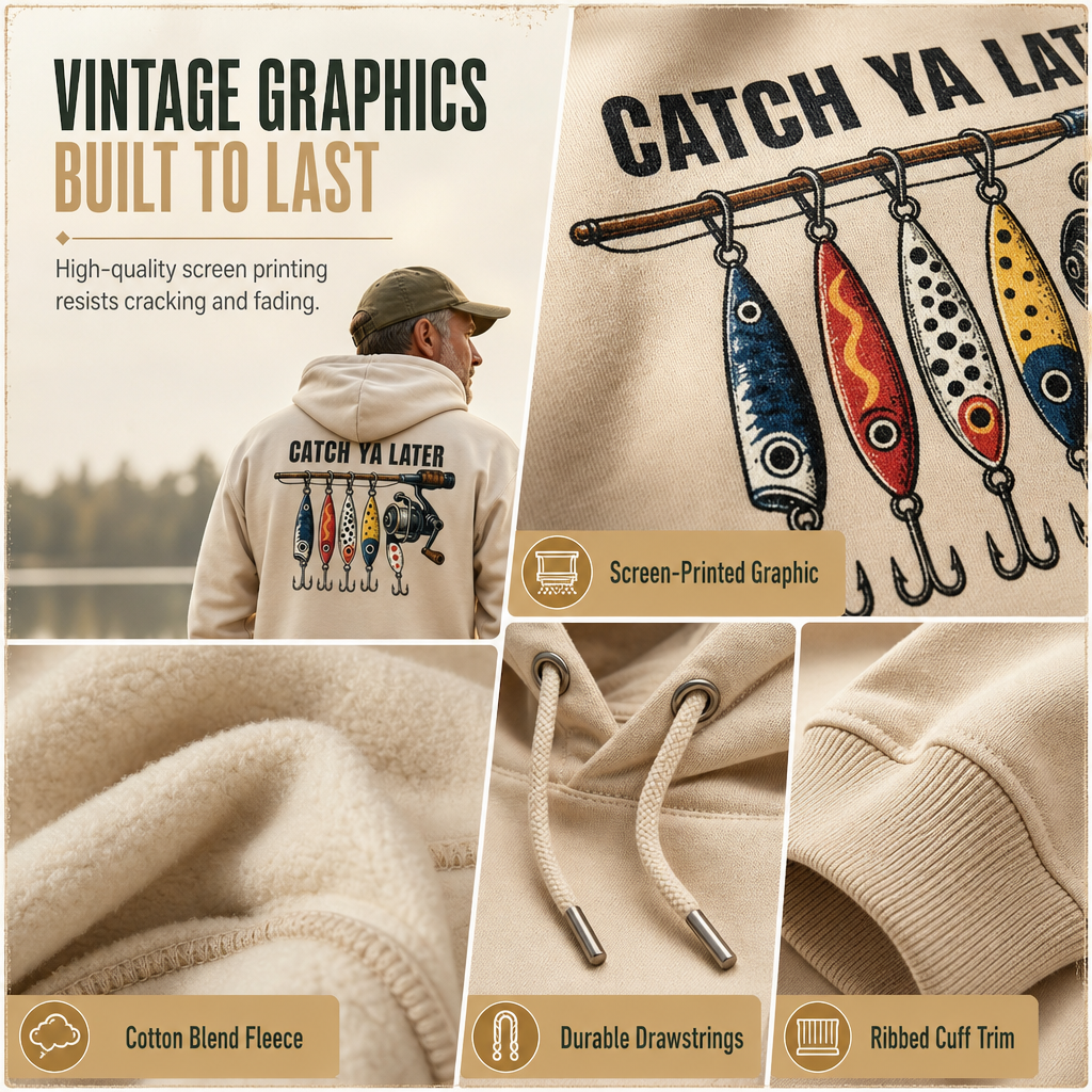 👕 Men's Vintage Hoodie – Elastic Ribbing & Comfortable Fit | Classic Casual ✨