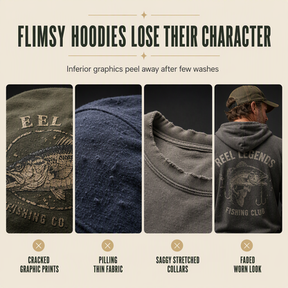 👕 Men's Vintage Hoodie – Elastic Ribbing & Comfortable Fit | Classic Casual ✨