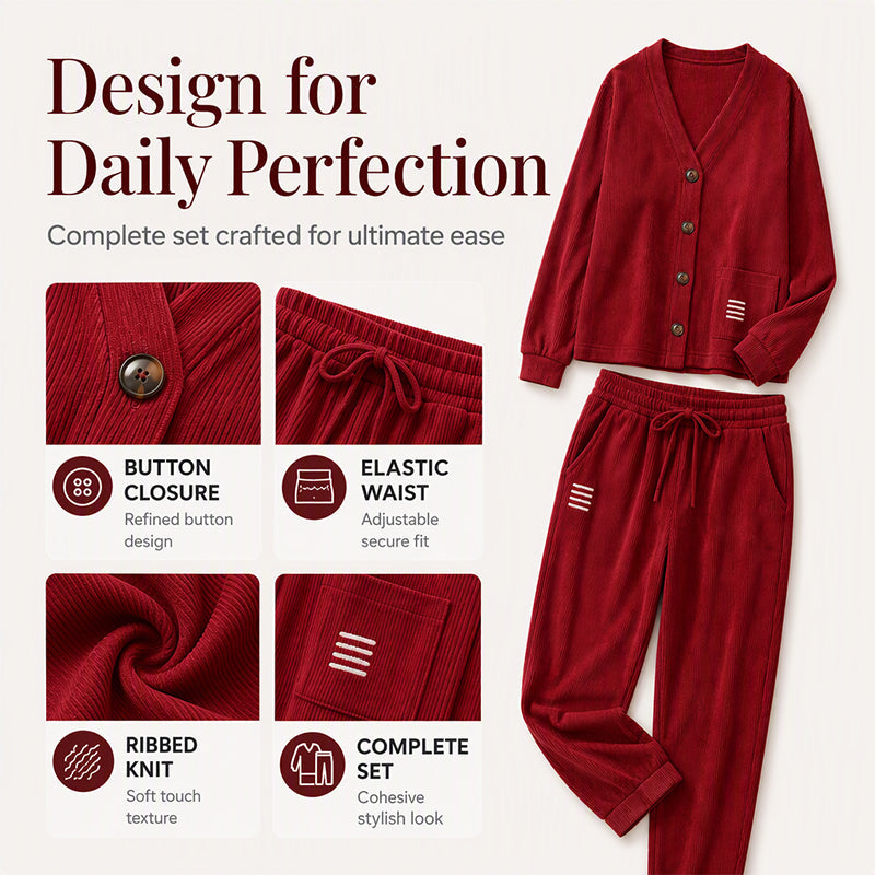 🍂Retro Corduroy, Fall & Winter Style👚 Women's Corduroy 2-Piece Set – Vintage Texture & Trendy Match | Perfect for Fall/Winter Daily, Dates & Travel, Warm & Stylish ✨