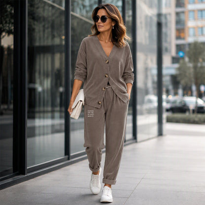 🍂Retro Corduroy, Fall & Winter Style👚 Women's Corduroy 2-Piece Set – Vintage Texture & Trendy Match | Perfect for Fall/Winter Daily, Dates & Travel, Warm & Stylish ✨