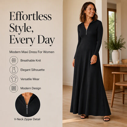 ✨Slimming & Elegant, Fashionable👗 Women's Hooded Ribbed Maxi Dress – Stretch Fit & Minimalist Design | Flattering Silhouette, Elegant Style ✨