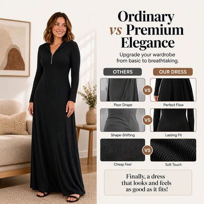 ✨Slimming & Elegant, Fashionable👗 Women's Hooded Ribbed Maxi Dress – Stretch Fit & Minimalist Design | Flattering Silhouette, Elegant Style ✨