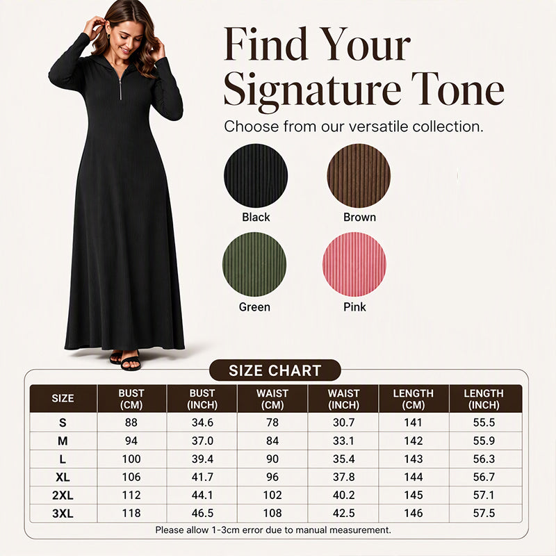 ✨Slimming & Elegant, Fashionable👗 Women's Hooded Ribbed Maxi Dress – Stretch Fit & Minimalist Design | Flattering Silhouette, Elegant Style ✨