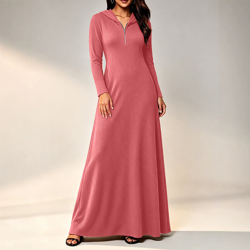 ✨Slimming & Elegant, Fashionable👗 Women's Hooded Ribbed Maxi Dress – Stretch Fit & Minimalist Design | Flattering Silhouette, Elegant Style ✨
