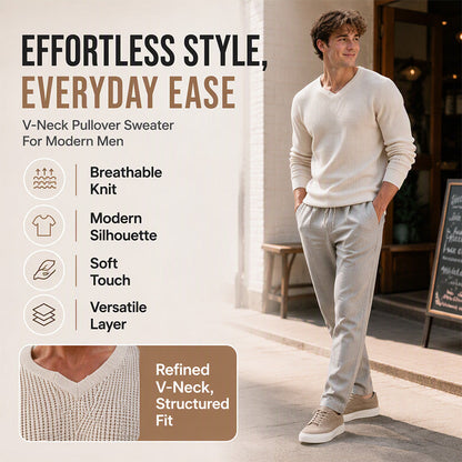 🌬️Breathable Knit, All-Season Layer👕 Men's Casual Scoop Neck Knit Top – Lightweight & Breathable | Perfect for Spring/Summer Alone or Fall/Winter Layering, Comfortable & Versatile ✨