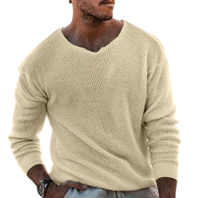 🌬️Breathable Knit, All-Season Layer👕 Men's Casual Scoop Neck Knit Top – Lightweight & Breathable | Perfect for Spring/Summer Alone or Fall/Winter Layering, Comfortable & Versatile ✨